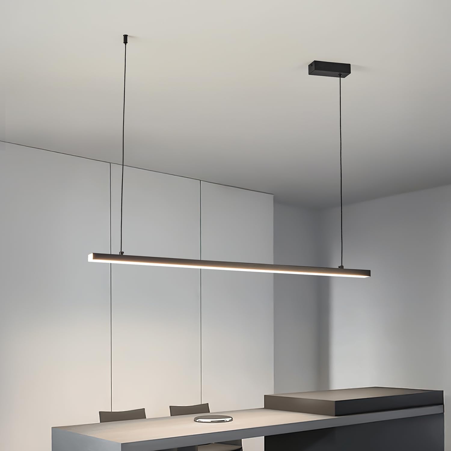 Modern Black LED Linear Chandelier