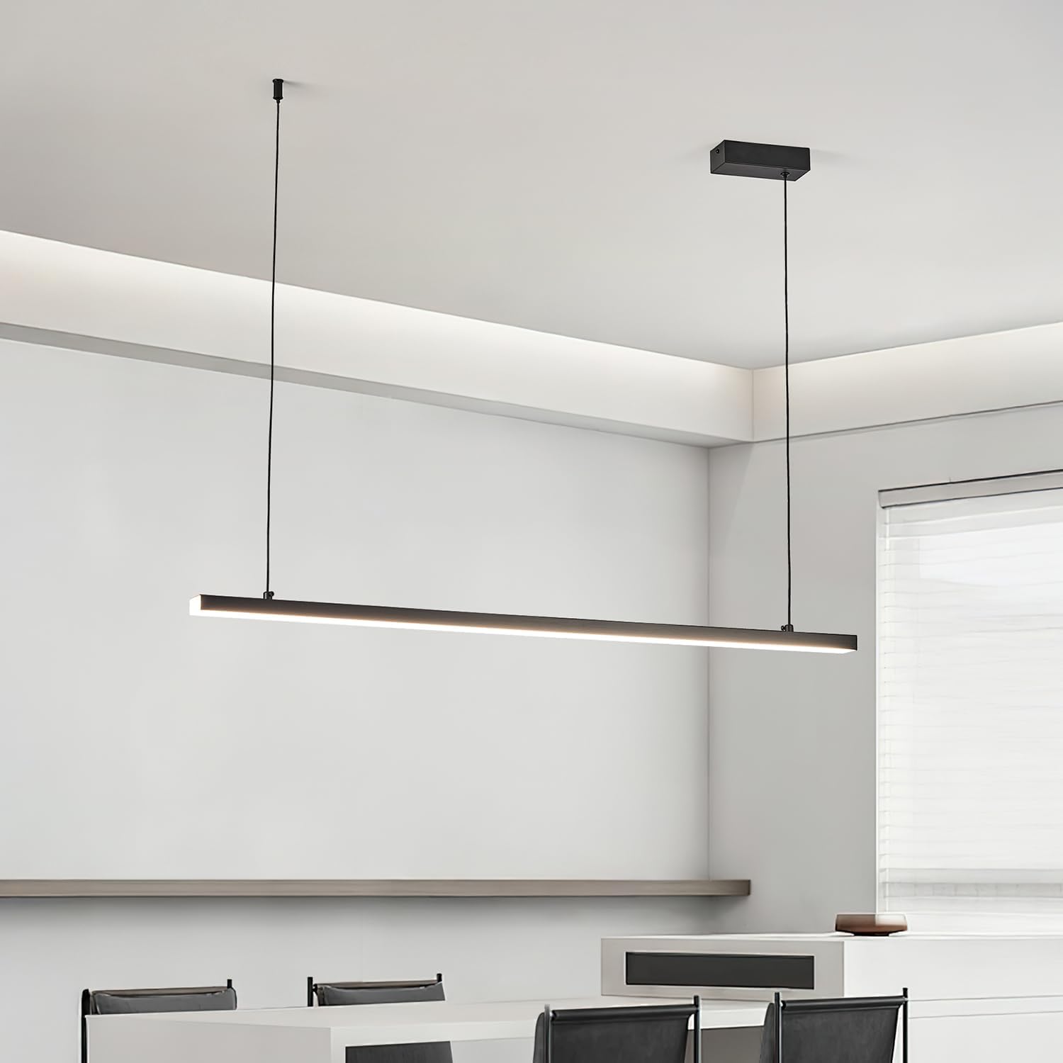 Modern Black LED Linear Chandelier