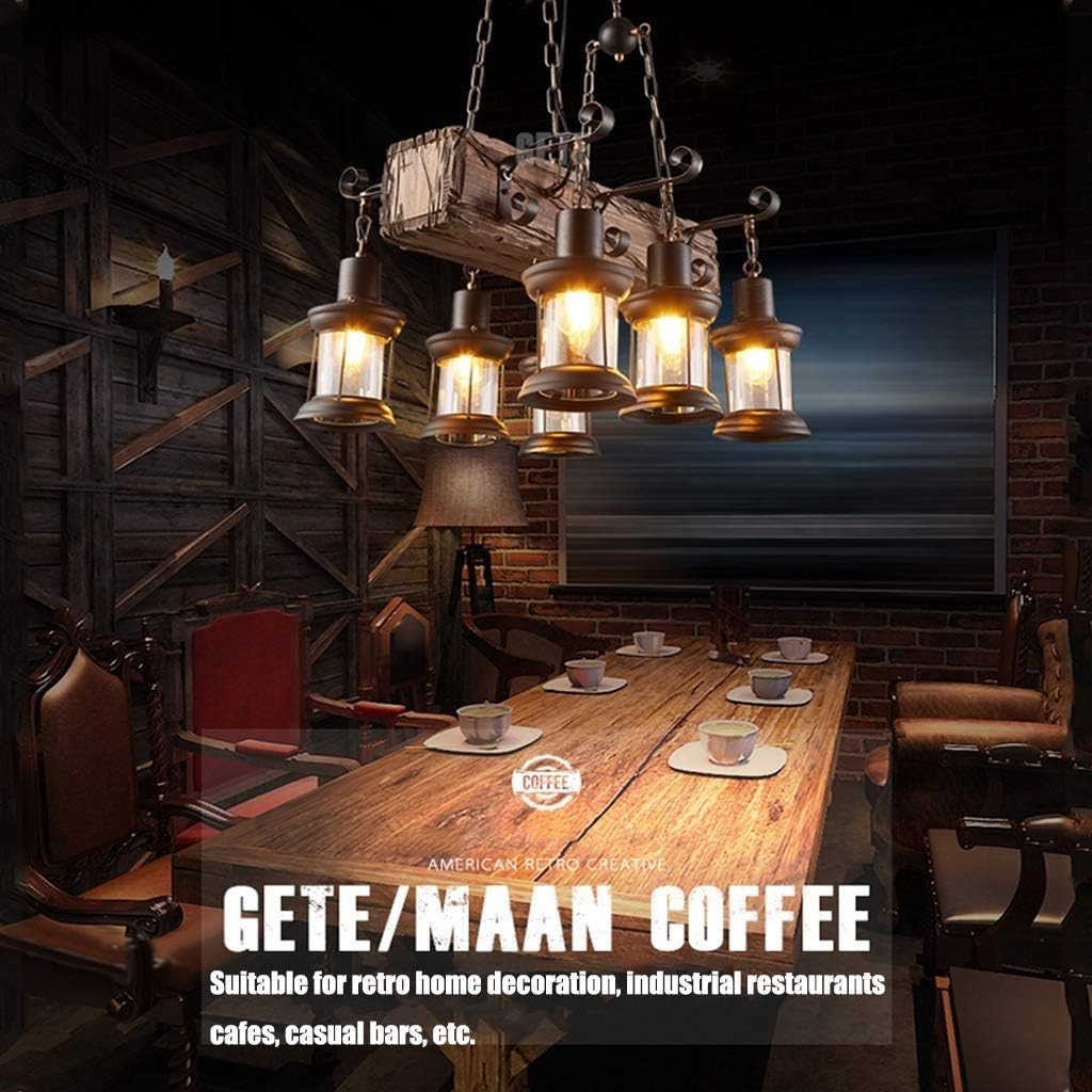 6-Light Wood Beam Linear Island Pendant Light