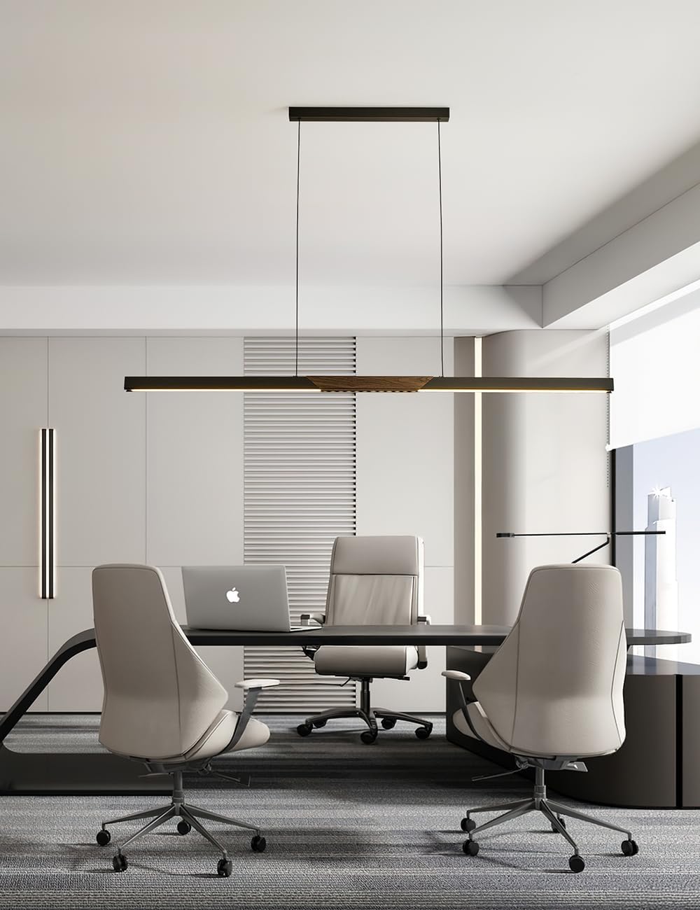 79 Inch Dimmable LED Linear Pendant Light Black