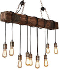 43.3 Inch 10-Light Wood Farmhouse Linear Chandelier