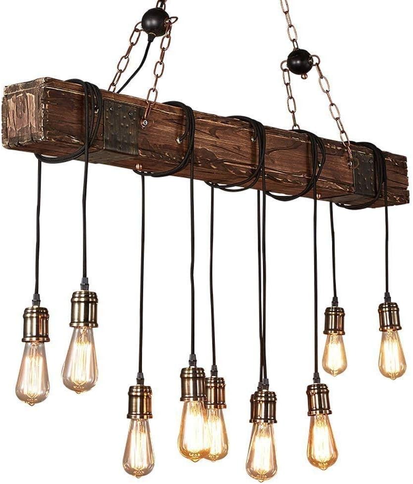 43.3 Inch 10-Light Wood Farmhouse Linear Chandelier