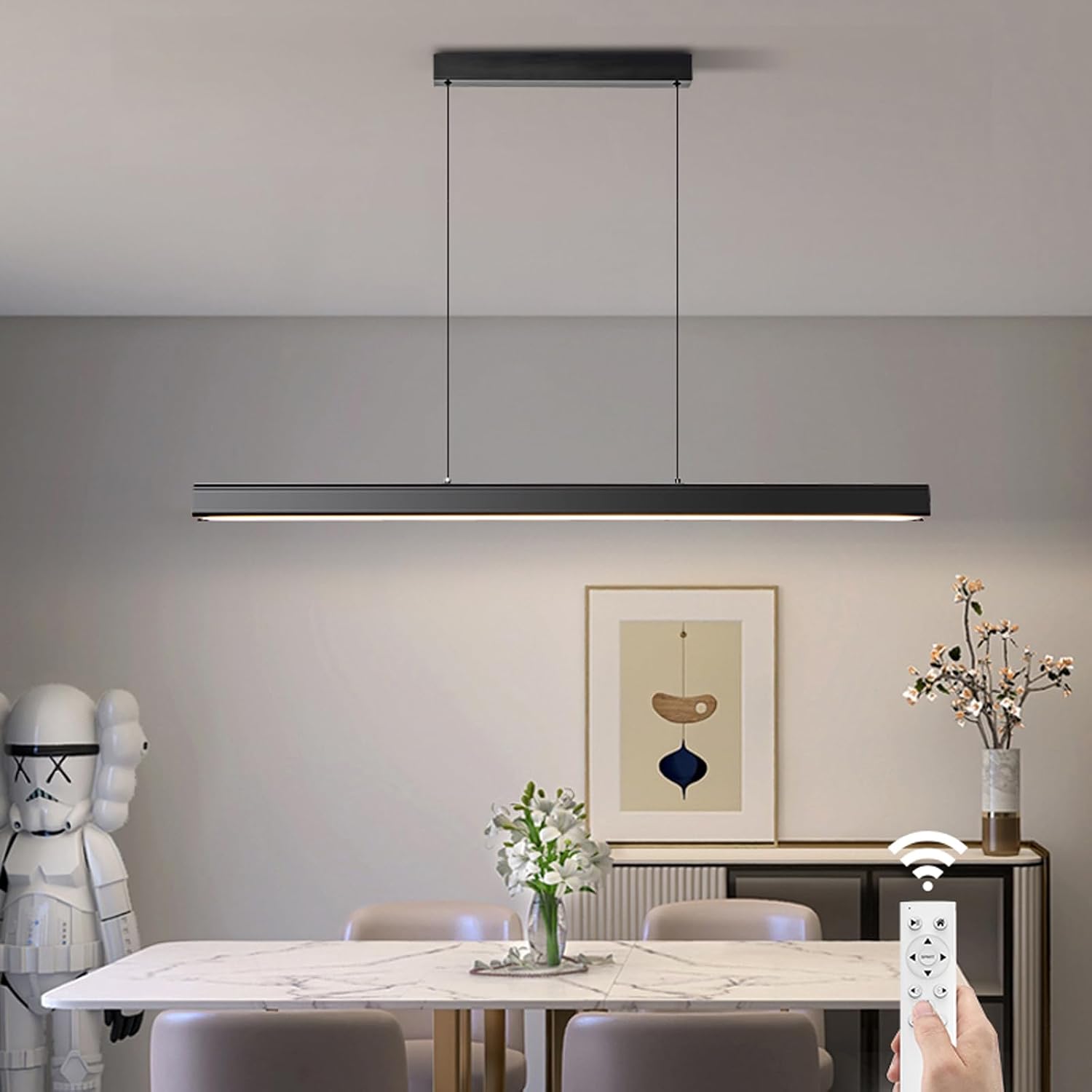 45 Inch LED Linear Pendant Light Black