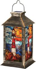 Solar Lighthouse Stained Glass Solar Lantern