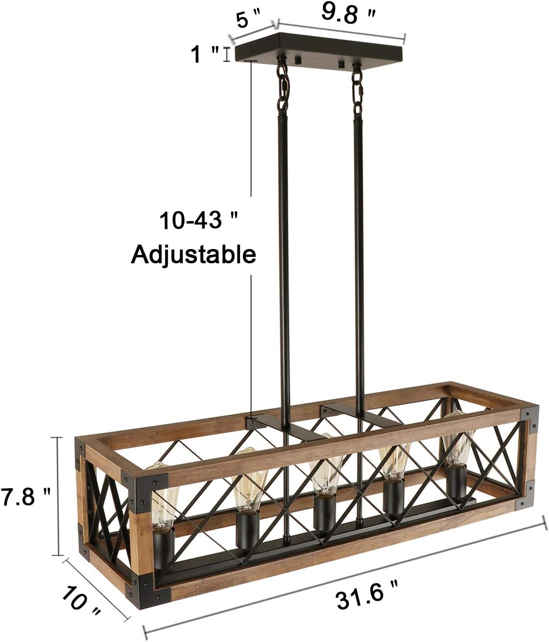 Farmhouse 5-Light Wood Chandelier