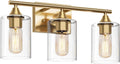 3-Light Brushed Gold Bathroom Vanity Light