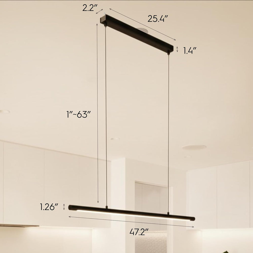 47.2 Inch Dimmable LED Linear Pendant Light Black