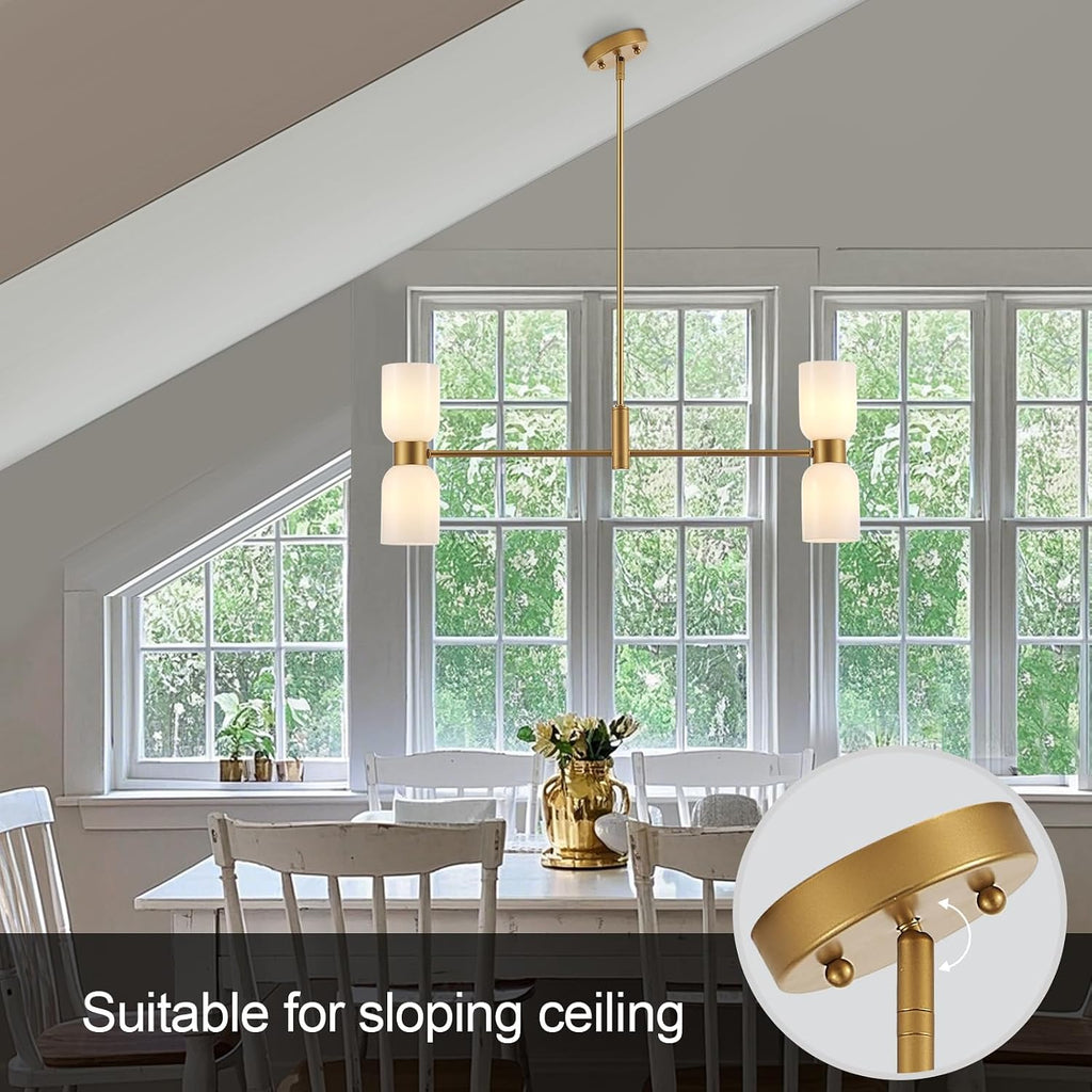 Modern Gold 4-Light Linear Chandelier