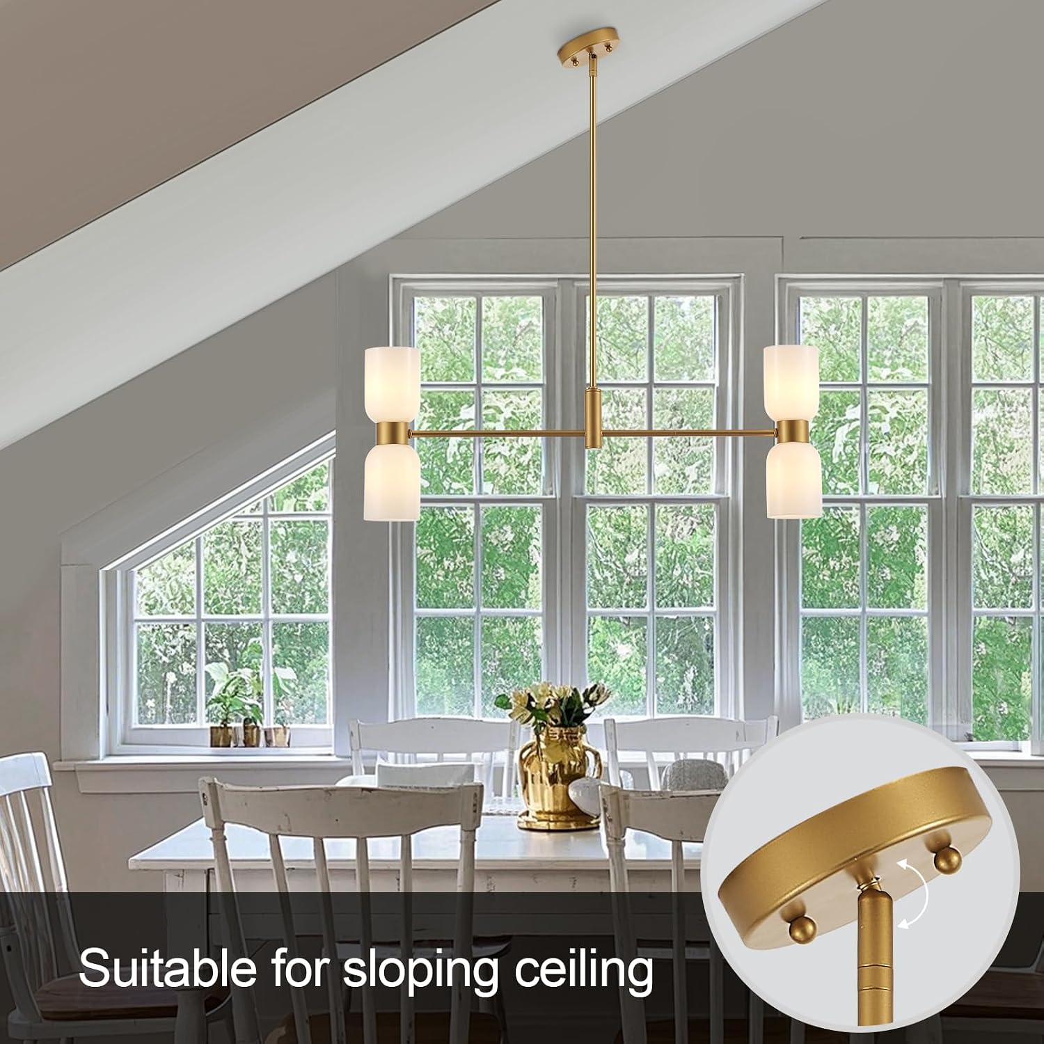 Modern Gold 4-Light Linear Chandelier