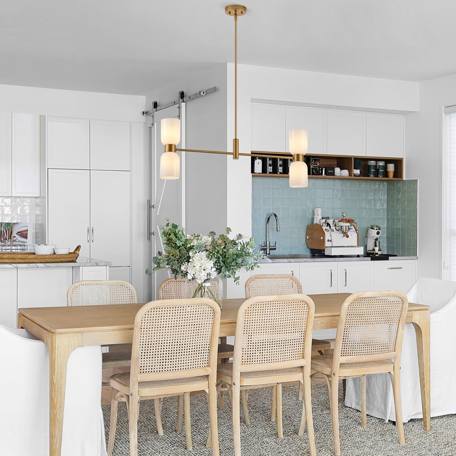 Modern Gold 4-Light Linear Chandelier