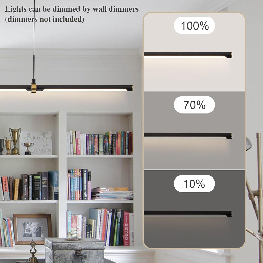 47.24 Inch LED Linear Pendant Light Black