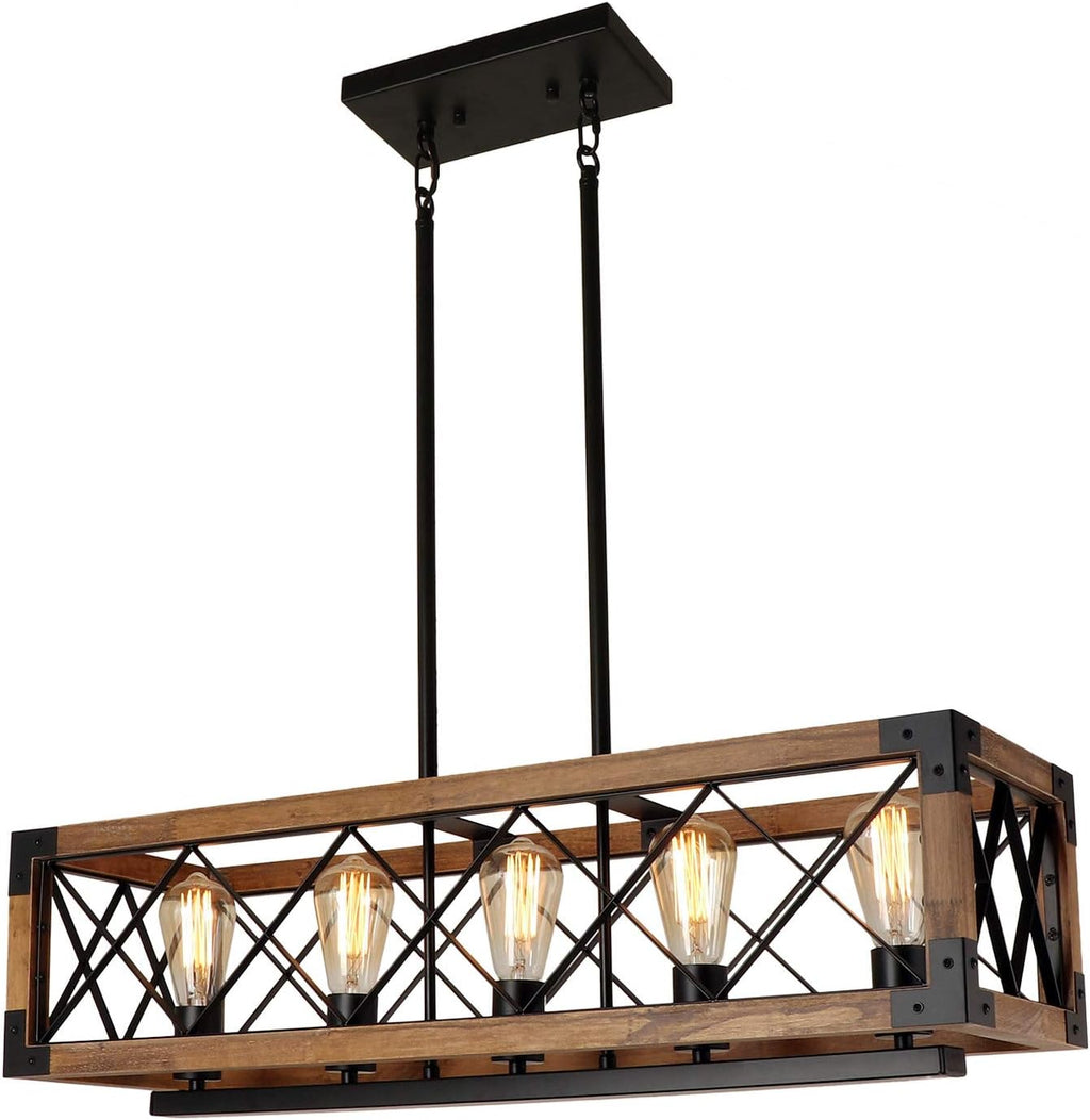 Farmhouse 5-Light Wood Chandelier