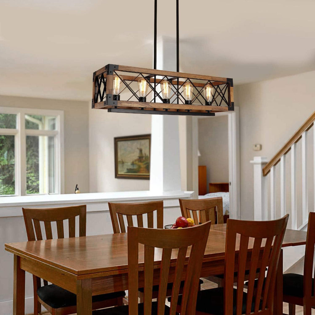 Farmhouse 5-Light Wood Chandelier