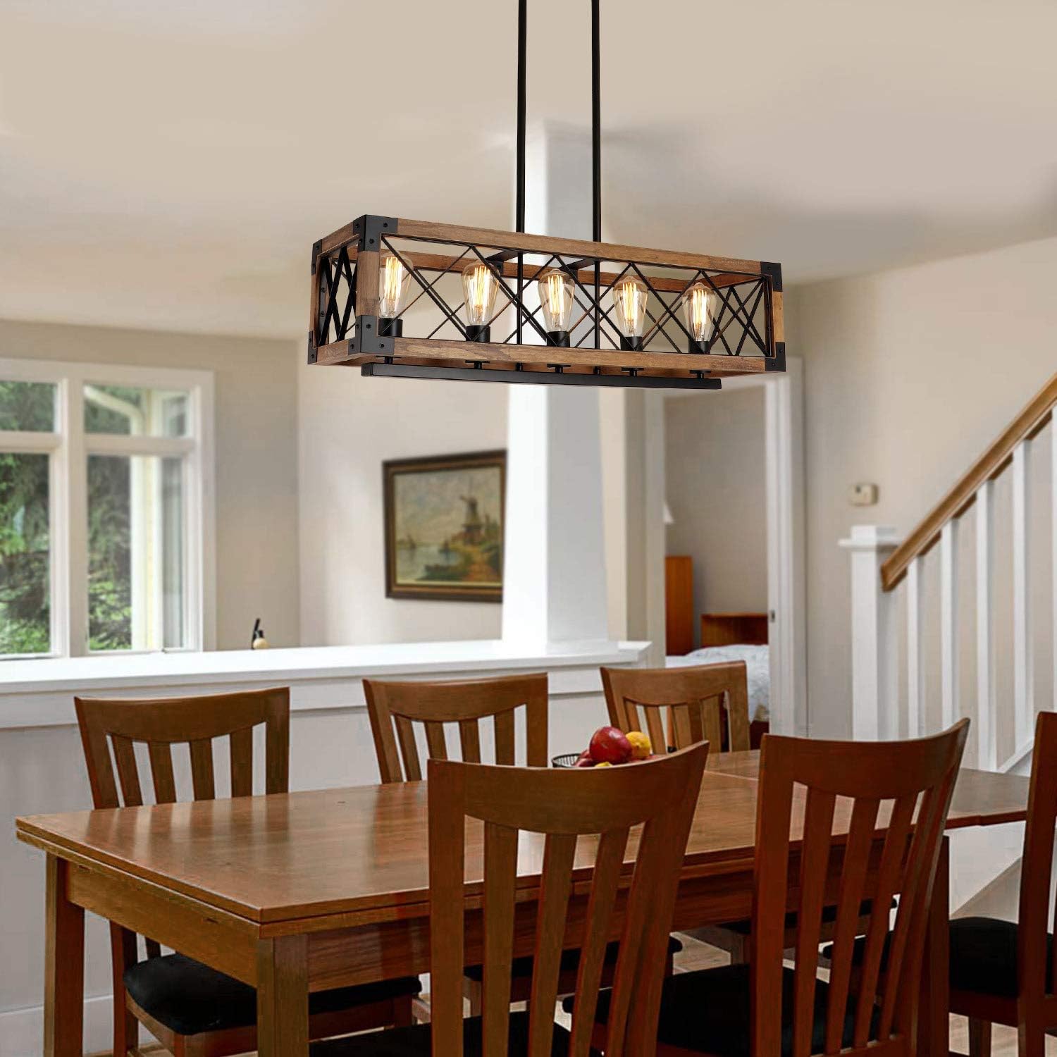 Farmhouse 5-Light Wood Chandelier