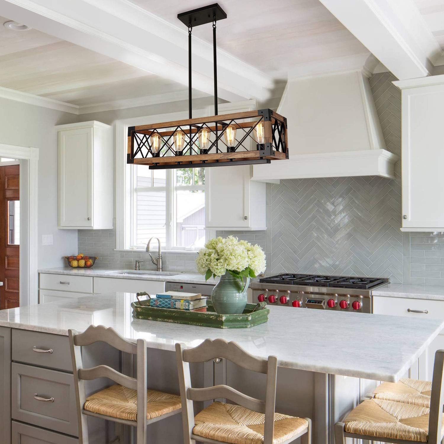 Farmhouse 5-Light Wood Chandelier