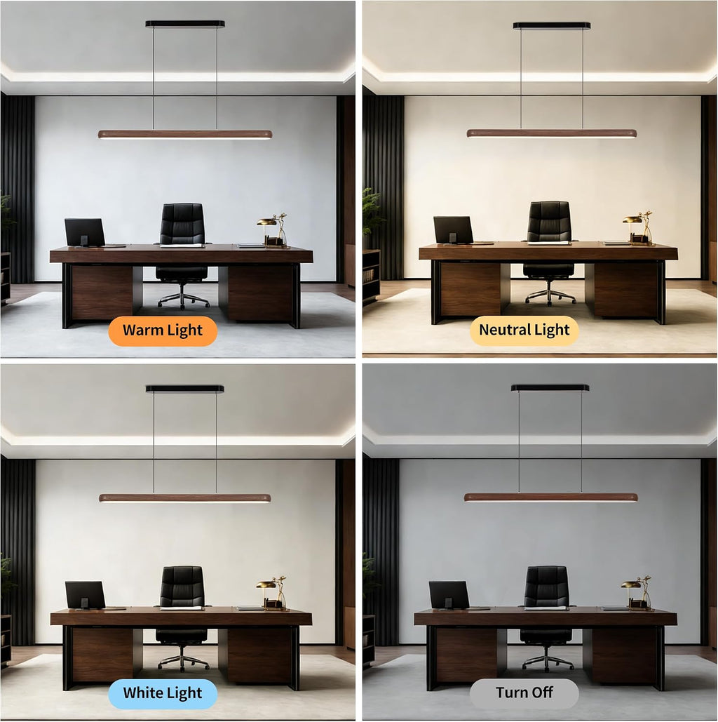 47 Inch Wood Grain Linear Pendant Light