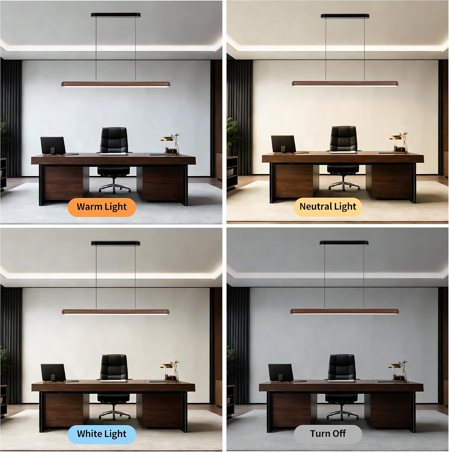 47 Inch Wood Grain Linear Pendant Light