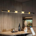 52 Inch Dimmable LED Linear Pendant Light Black Gold