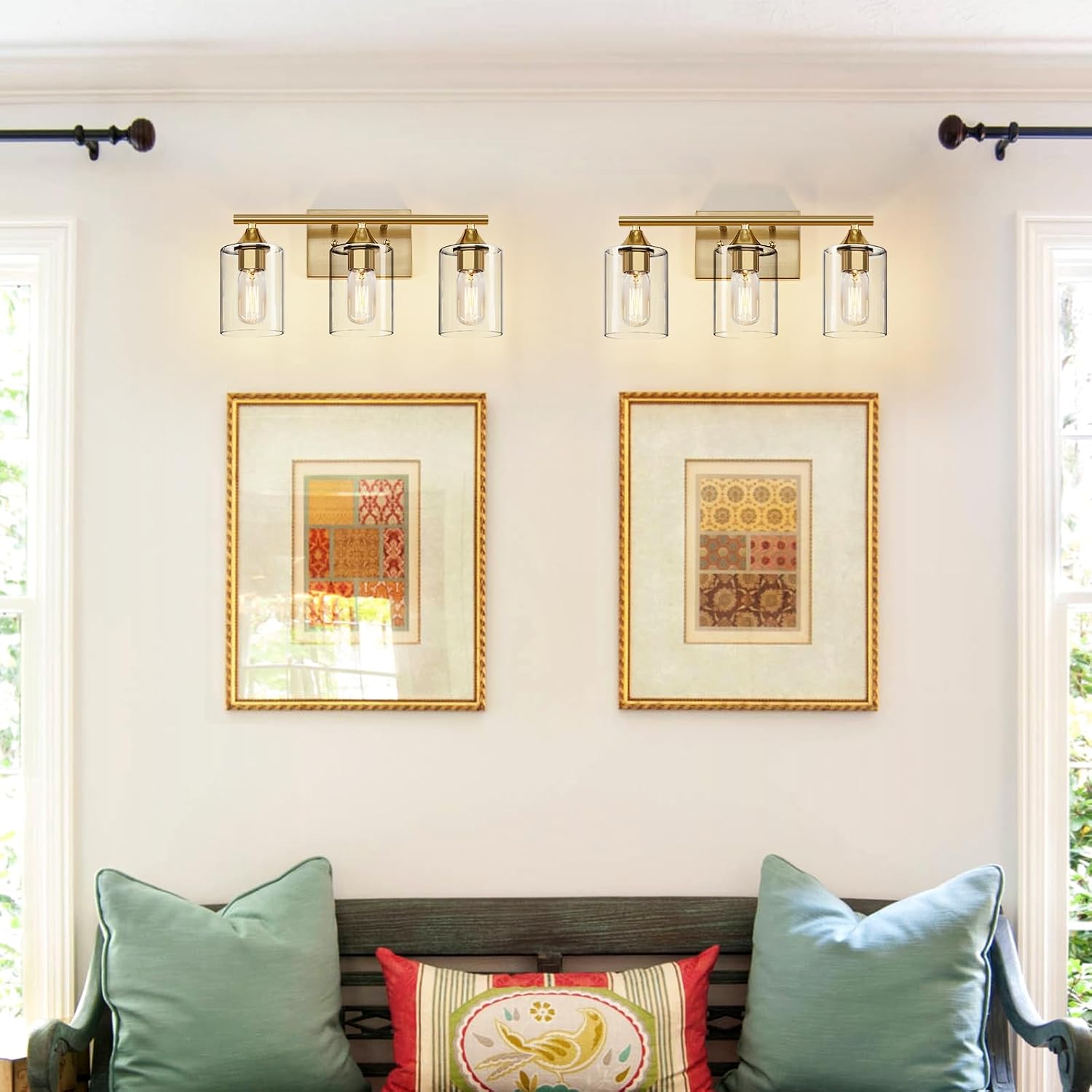 3-Light Brushed Gold Bathroom Vanity Light