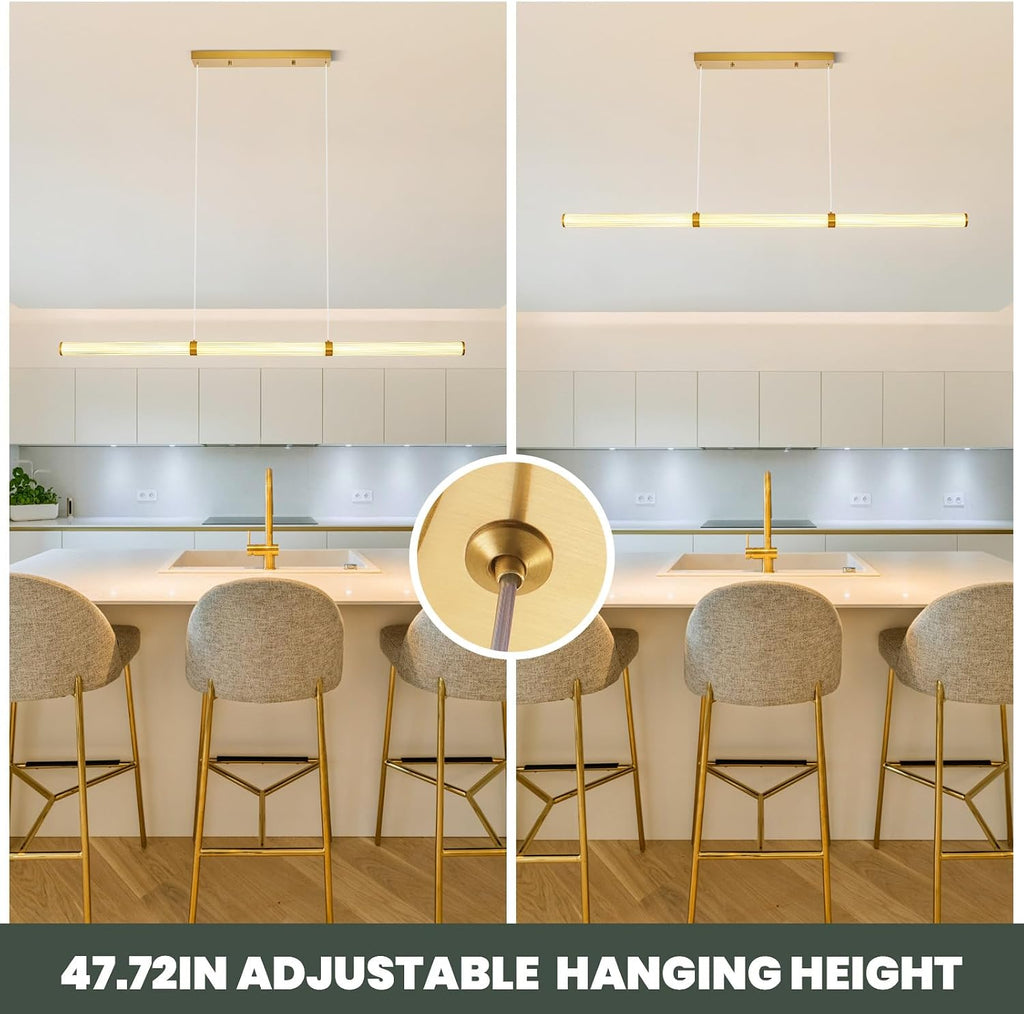 47 Inch Dimmable LED Linear Pendant Light Gold
