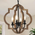 15.7 Inch 4-Light Solid Wood Farmhouse Chandelier