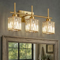 3-Light Crystal Vanity Light Brushed Gold