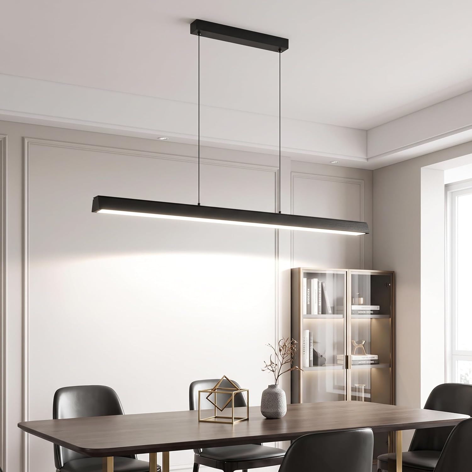 45 Inch LED Linear Pendant Light Black