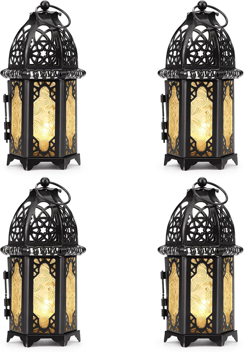 Image Set Of 4 Birdcage Candle Lanterns Black