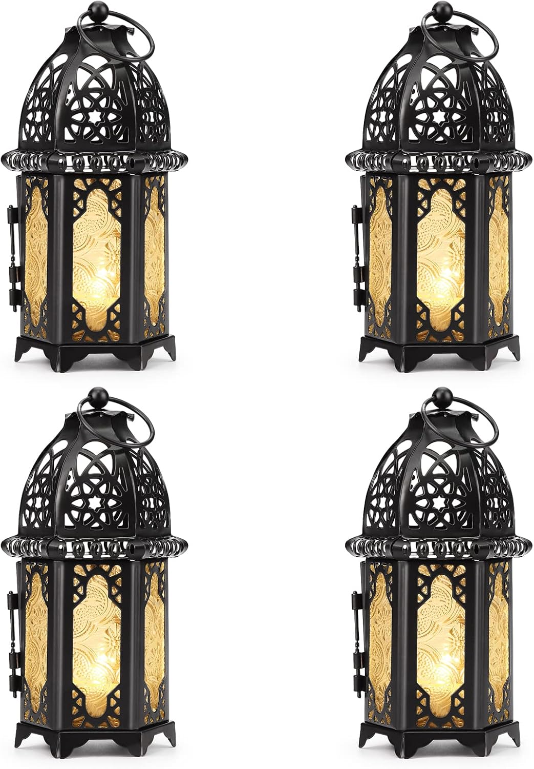 Image Set Of 4 Birdcage Candle Lanterns Black
