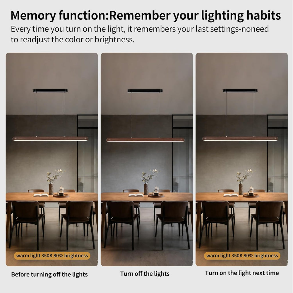 47 Inch Wood Grain Linear Pendant Light