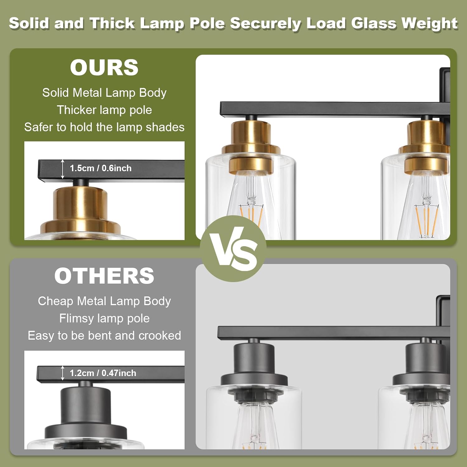 4-Light Black Gold Clear Glass Vanity Light