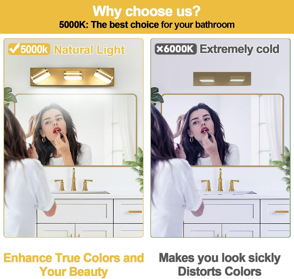 17 Inch 3-Light LED Vanity Light Gold
