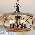 20 Inch 5-Light Wood Farmhouse Drum Chandelier