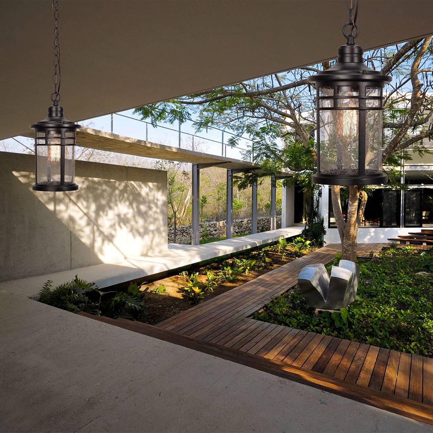 Outdoor Pendant Light Black Medium