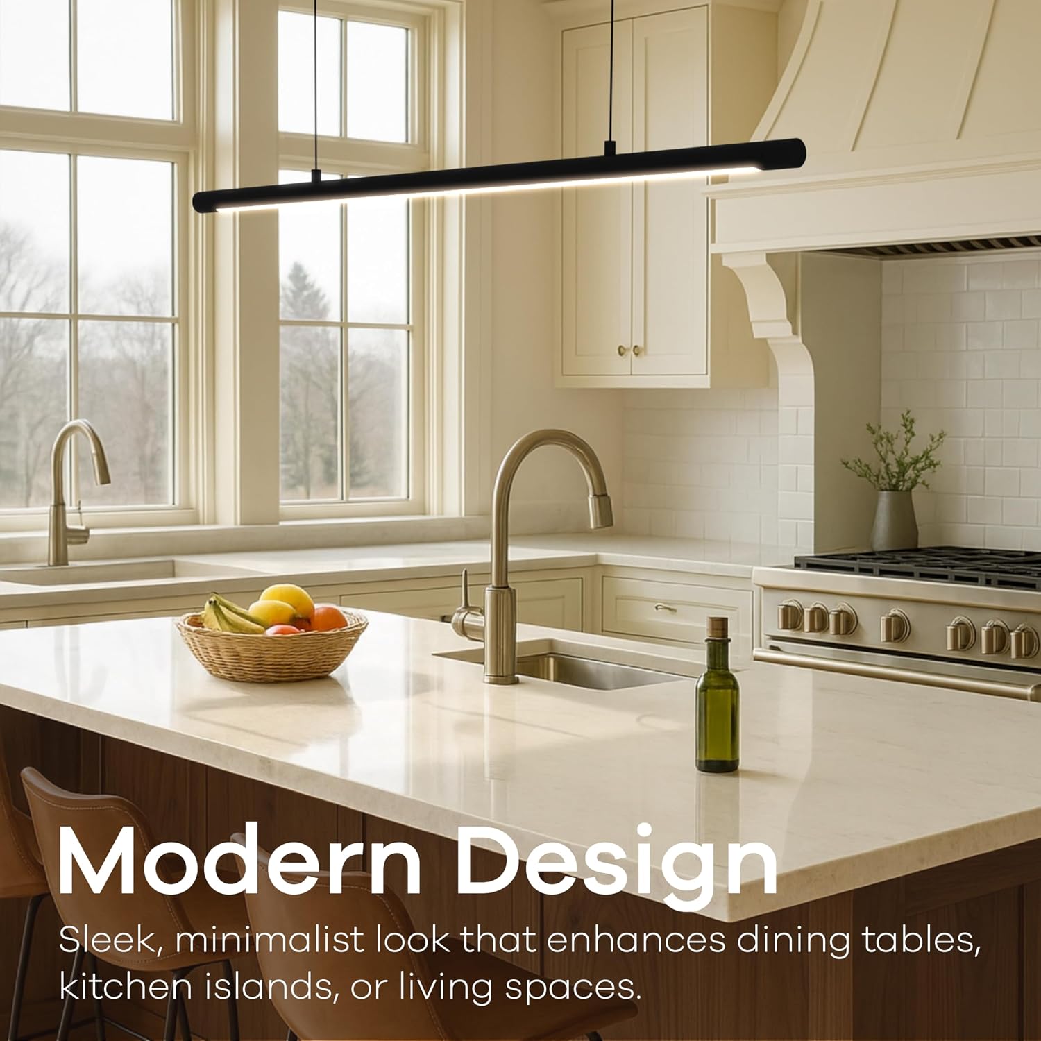47.2 Inch Dimmable LED Linear Pendant Light Black