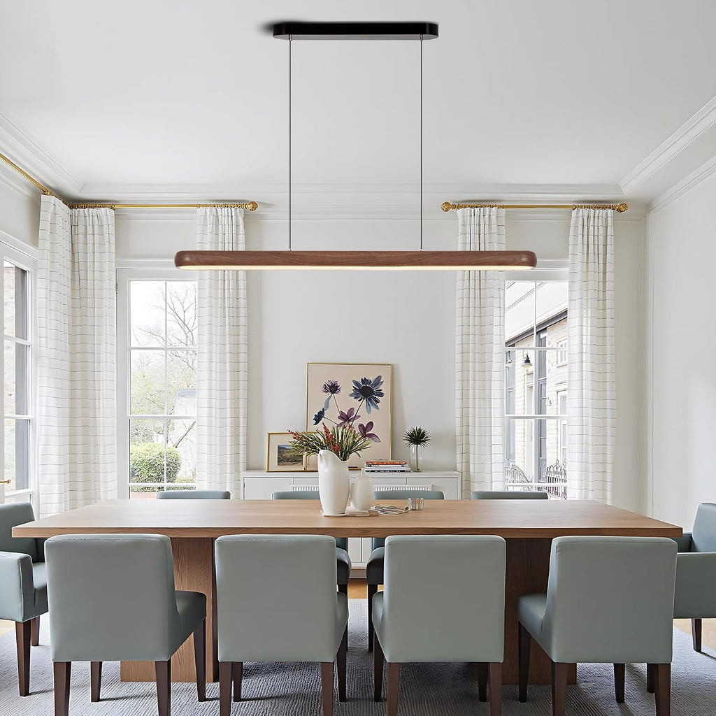 47 Inch Wood Grain Linear Pendant Light